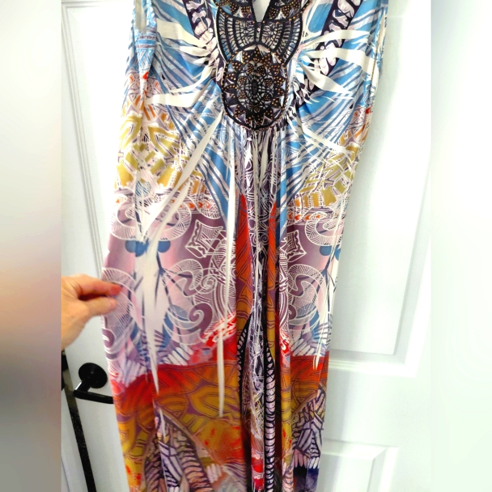 Apt. 9 Purple and Blue Sleeveless Scoop Neck Maxi Sundress - Picture 4 of 7
